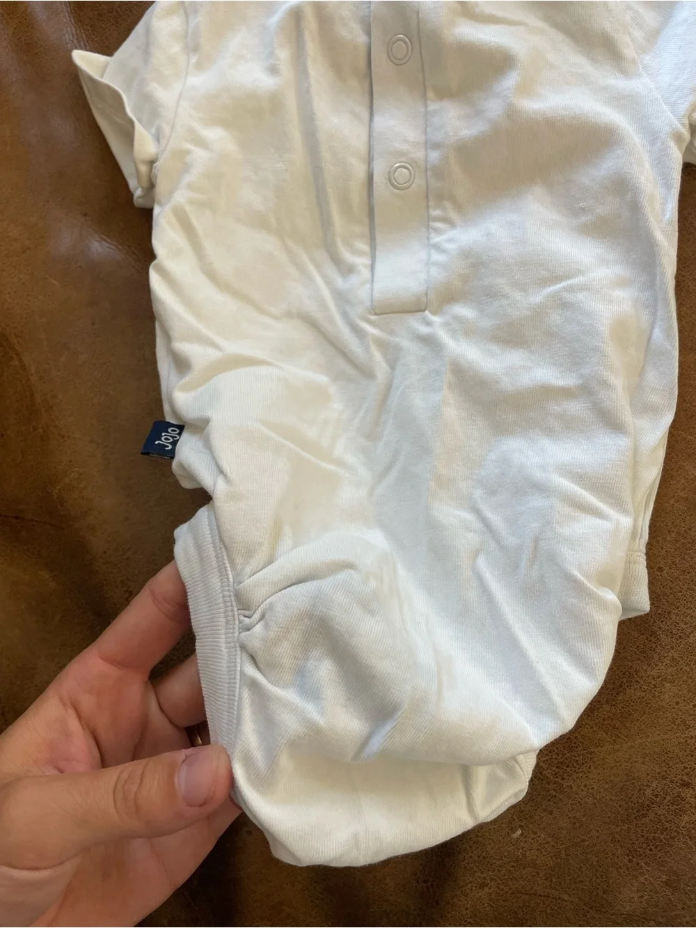 JoJo Maman Bebe White Short-Sleeve One-Piece with Peter Pan Collar